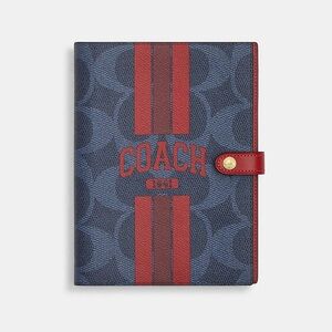 Coach Notebook In Signature Canvas With Coach Graphic CBL05 Denim/Bold Red